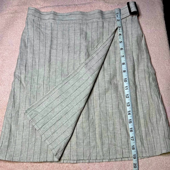 New Max Studio Linen Wrap Skirt Tan Striped Womens SMALL NWT MSRP$88.00 - Picture 2 of 4